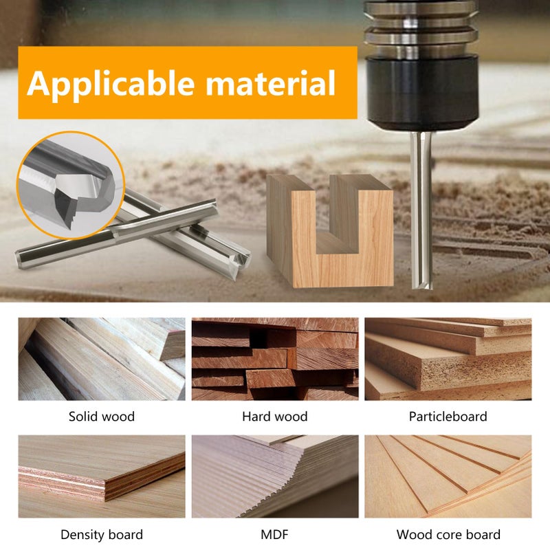 HOZLY 1/8 Inch Straight Router Bits Set (CED 1.0mm 1.5mm 2.0mm 2.5mm 3.175mm) Milling Cutter 2 Flutes Double Edged CNC Cutting Tungsten Steel for Wood MDF Acrylic Milling - Image 3